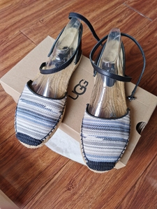 UGG 夏季女士凉鞋平底套趾系带单鞋，两种鞋带，皮带一副，绳