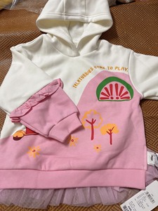 全新MQD马其顿天线宝宝女童加绒拼接卫衣