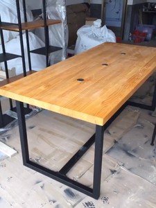 实木长形会议桌长桌简约现代办公桌工业风长条大桌子loft桌