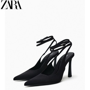 ZARA正品代购新品女鞋黑色绑带式高跟鞋穆勒鞋