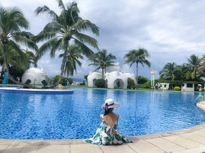 实图拍摄 海南三亚沙滩裙海边度假连衣裙女绿色风情裙子泰国旅游