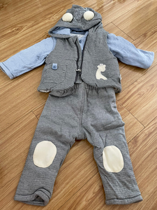 童泰秋冬款5月-2岁婴儿男女宝宝棉服棉衣裤子马甲三件套纯棉套