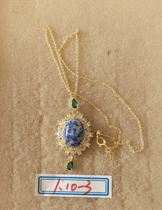 5元一套蓝矿石锆石豪镶项链，颜色漂亮，做工整齐，价格超级便宜