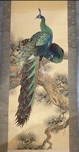 日本回流几十年画工超精美工笔孔雀，高大上中式装修绝佳，也是花