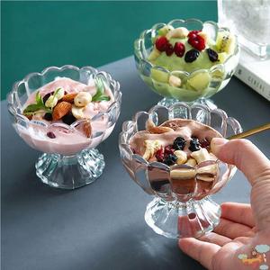 冰淇淋杯玻璃碗奶昔冷饮糕玻璃容器花边玻璃杯水果汁奶茶甜品杯