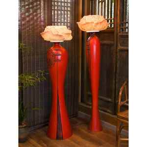 新中式古代落地灯艺术古典坐地灯餐厅客厅茶室装饰红色高花瓶灯