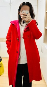 韩国专柜正品代购O2nd奥蔻，红色双面呢拼色大衣。新年大衣！