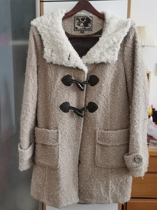 艾格ES牛角扣羊毛大衣，米色170/88A，40