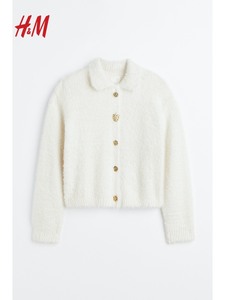 全新马海毛质地针织开衫，纯白色，去年在香港HM门店购入，原价