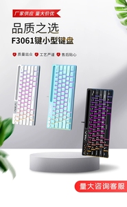 AULA/狼蛛F3061手感键盘64键有线迷你RGB台式笔记