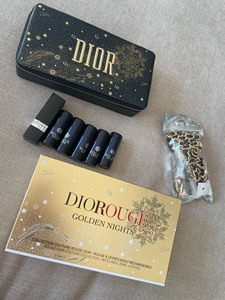Dior迪奥圣诞限定 圣诞口红套盒6支套装金色浮雕蓝金雪花礼