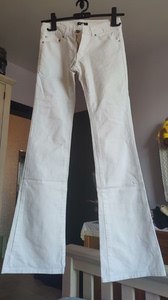 伊都锦品牌 日本品牌 白色牛仔裤 长裤  微喇叭裤 低腰裤