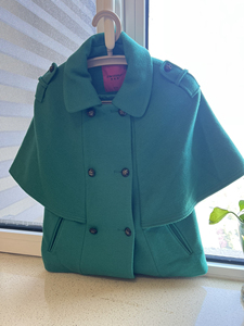 茵佳妮 绿色毛呢外套，L码，165/84A，含43%羊毛，实