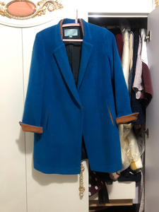 伊芙丽羊毛大衣外套蓝色双色M码160