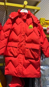 小黄鸭超长款红色105-160冬季保暖外套长款男女儿童羽绒服
