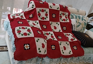 皮皮刘今天做什么 DIY手工编织毯爱心花环毯子毯子材料包毛线