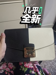 FURLA/芙拉女包 黑白拼色 时尚单肩包斜跨包中号