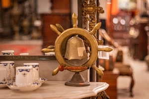 20世纪初期西洋古董纯铜船桨型铃铛装饰摆件。