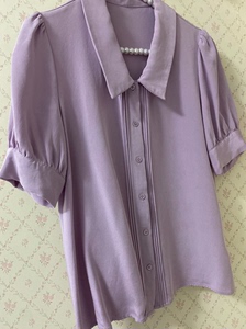 恩家汇香芋紫百分百真丝衬衫纱洗重磅真丝桑蚕丝衬衫