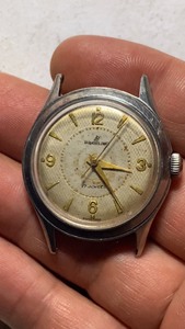 古董瑞士产百年灵手表 全钢男款原装表针及带标表吧 金色时标华