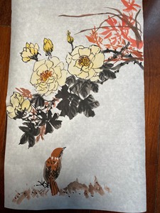 原创国画 水墨画 纯手绘 花鸟写意 居家装饰画——花鸟 麻雀