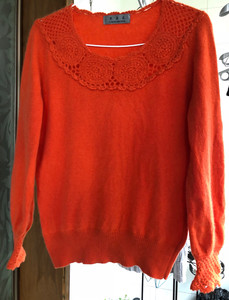 反季特惠，鄂尔多斯草原春私人订制橘黄色山羊绒衫，长58cm，
