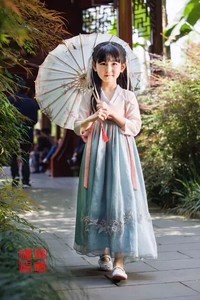 新款改良汉服仙女装小女孩中国风唐女童古装淡雅超仙…