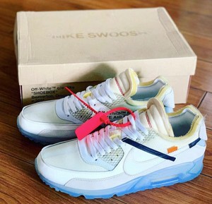 正品原盒 耐克airmax90 ow联名白色沙漠黄黑