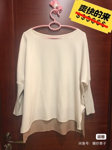 日本人气女装品牌GG雪纺拼接设计上衣，浅米粉色
