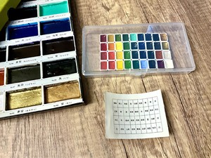 日本吴竹固体水彩颜料颜彩 36色套装0.5ml分装