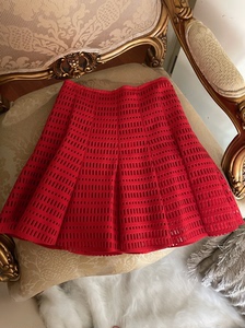 正品 sandro 红色半身裙 短裙 伞裙 maje