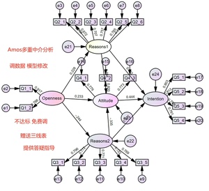 调整➕编制amos数据，修正模型，验证性因子分析，结构方程模