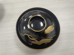 日本 漆器 大漆 金莳绘 老盖碗，实木74-2