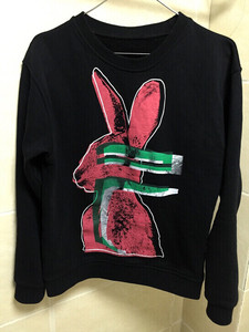 Ryeco进口纯棉卫衣套头衫涂鸦粉兔MCQ麦昆兔子卫衣套头衫