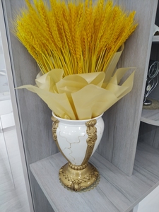 客厅仿真花套装假花餐桌摆件盆栽欧式花瓶插花艺摆设。带大麦