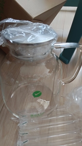 青苹果玻璃凉水壶，304不锈钢盖子，先进的高硼硅耐热玻璃杯身