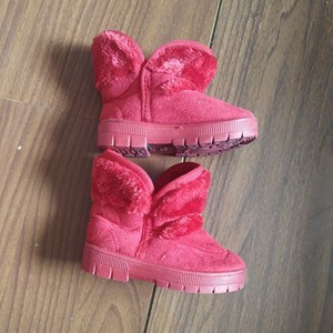 女儿童棉鞋雪地靴，防滑学步鞋17-18码1，冬季红色加绒。