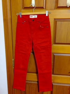 levis 511 slim 长款直筒牛仔裤 牛津布料 红色