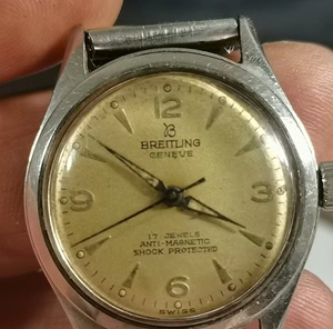 古董瑞士产百年灵手表 全钢男款不计把头的表壳直径29.5MM