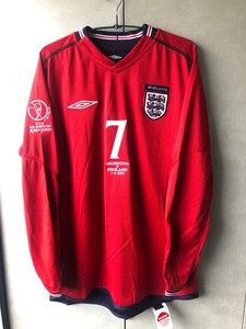2002世界杯英格兰客场长袖球衣，7号传奇队长贝克汉姆，Le