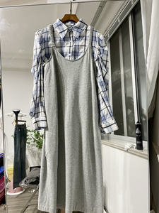 泡泡袖格子衬衫（In choose笑笑家的）➕欧货灰色卫衣料