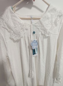 川之藤专柜品牌睡裙 全新 白色长袖纯棉 睡衣女士家居服