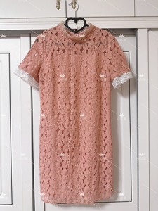 【诗篇】全新粉色蕾丝连衣裙42码，但是这件属于修身款，版型不