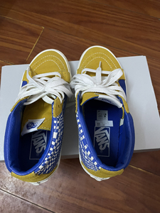 万斯 VansSK8-Mid撞色黄蓝拼接休闲帆布鞋，34.5