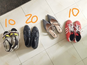出旧鞋：匡威黑色亮片帆布鞋37码（235mm），索菲亚高跟凉