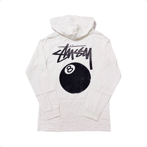 Stussy 经典款 字母Logo 做旧 8球 白色 帽衫