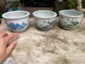 醴陵陶瓷花盆三个，全品