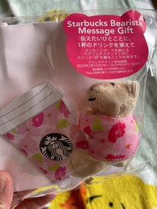 日本星巴克Starbucks磁吸小熊留言卡玩偶樱花礼物