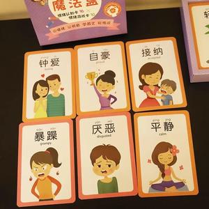 儿童情绪管理卡表情感受卡片益智闪卡玩具教具脸谱识别认知图24张