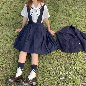 沒煩惱家水手領上衣 *少女学院风 奶白色 学生 TR  蝴蝶